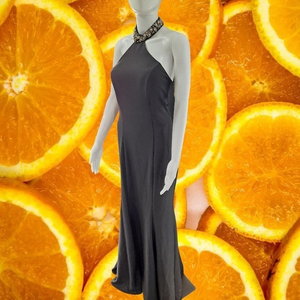 Splash Black Dress‎ w Beautiful Beaded Choker Collar Size 6